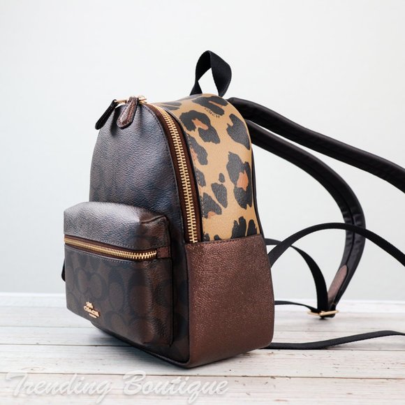 NWT Coach Mini Charlie Backpack with Leopard Print - Picture 5 of 12